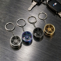 Porte-clés créatif en métal en forme de roue de voiture vintage, turbo, pièces automobiles, avec logo laser personnalisé, design 3D tendance, en alliage, style Hot Wheels