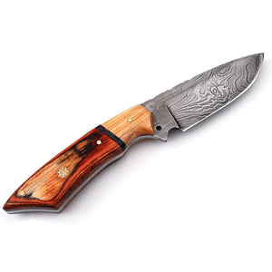Couteau de chasse à lame fixe en acier Damas avec étui en cuir, couteau de chasse en acier Damas fait main sur mesure - Product Image 3