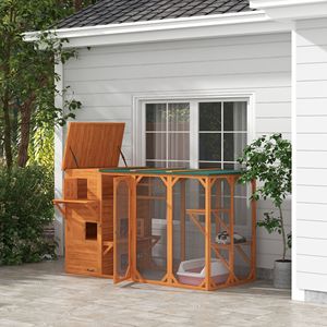 Casa per Gatti da Esterno a Più Livelli con 2 Piani e Piattaforme Multiple, Design Rettangolare Grande per 3 Gatti, Condo per Gatti 3D - Product Image 2