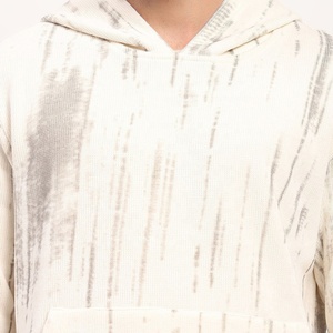 Sweat-shirt à capuche pour homme à imprimé abstrait, en molleton crème, à épaules tombantes, fabricant de vêtements - Product Image 5
