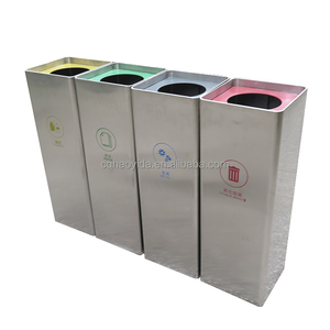 Nouveau design Bacs de <span class=keywords><strong>recyclage</strong></span> modernes en acier inoxydable brossé à haute teneur en <span class=keywords><strong>verre</strong></span> Poubelle rectangulaire à 4 composants - Product Image 2