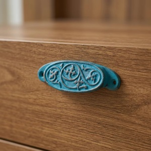 Tiradores y Perillas de Aleación de Zinc Turquesa con Diseño Floral Moderno, Duraderos y Ecológicos para Gabinetes y Cajones - Product Image 4