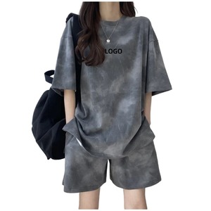 Conjunto de pantalones cortos de ciclista para mujer, camiseta y pantalones cortos de moda para verano, conjunto de chándal para ropa urbana - Product Image 1