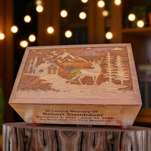 Ocean Inspired Resin & Natural Wood Cremation Urn Handmade Blue Wave Funeral Ashes <b>Box</b> by AYAANS - Product Image 5