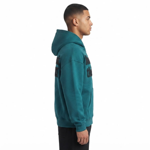 Men's Fleece <b>Zip</b>-<b>Up</b> Hoodie Polyester/Cotton Oversize for Long Sleeve Front Full Zipper Side Pockets Embroidered Drop - Product Image 3
