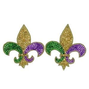 ลูกปัดธีมมาร์ดิกราส์ลูกปัดแฟชั่นต่างหูแบบห่วงธีมมาร์ดิกราส์ปักลายด้วยลูกปัดที่สลับซับซ้อน - Product Image 2