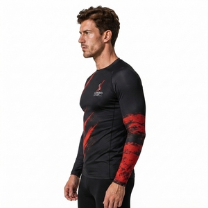 New Style OEM Design <b>Compression</b> MMA Custom Sublimated <b>Men</b> Long Sleeve Rash Guards Quick Dry Spandex/Polyester Custom Service - Product Image 3