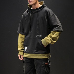 Sweat à capuche décontracté tendance pour homme, collection Printemps-Automne 2025, nouveau style, patchwork contrastant avec col à capuche - Product Image 2