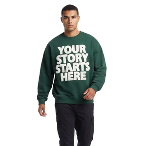 Sweat-shirt à col rond avec impression en relief, épaules tombantes, manches longues, sweat-shirts à impression en relief pour hommes, sweat-shirts en molleton 300-500 g/m², sweat-shirts oversize - Product Image 6