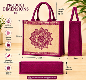Custom Printed Geometric Pattern Premium Laminated Jute Tote <b>Bag</b> Rope Eco-Friendly Reusable Shopping <b>Wedding</b> <b>Gift</b> <b>Bag</b> 36x33x16cm - Product Image 2