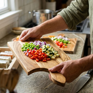 Durable Wooden Serving Tray & Chopping <b>Board</b> | <b>Solid</b> <b>Wood</b> Kitchen <b>Board</b> with Juice Groove | Ideal for Meat Cutting, Fruit Prep - Product Image 4