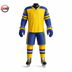 Uniforme de Hockey sobre Hielo Transpirable Azul Cielo y Azul Marino, Diseña Tu Propio Logotipo, Uniforme de Hockey sobre Hielo 100% Poliéster para Unisex - Product Image 1