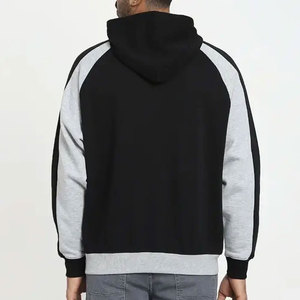 Sudadera con Capucha para Hombre, Color Negro y Gris, Manga Raglán, Corte Regular, Informal, de Algodón Tejido, para Otoño - Product Image 2