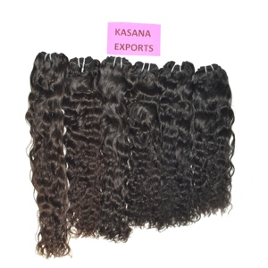 Extensions de cheveux humains Remy indiens, coupe droite, double tirage, trame double cousue à la machine, 100g, pointes pleines, fixation à clipser - Product Image 1
