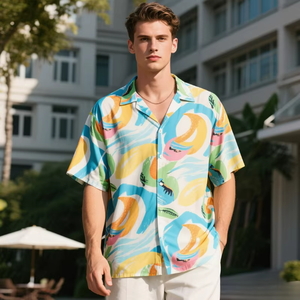 เสื้อเชิ้ตฮาวายลำลองพิมพ์ลายดอกไม้สำหรับผู้ชาย เสื้อชายหาดคอวี ผ้าโพลีเอสเตอร์ ไซส์ใหญ่ สำหรับใส่ไปเที่ยวทะเลหรือปาร์ตี้ฤดูร้อน - Product Image 4