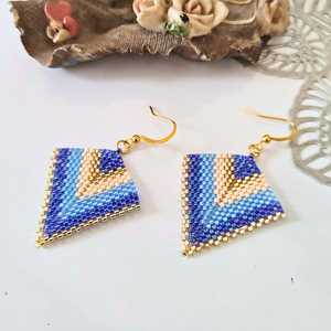 Boucles d'oreilles ovales faites à la main ALI FASHION ART, motif floral, broderie polyester, cadre doré, bijoux, accessoires de fête pour femmes - Product Image 3