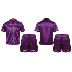 Conjuntos de pijamas de satén sedoso para hombre, camisa de manga corta, Top con calzoncillos bóxer, trajes para ropa de dormir, ropa de descanso para dormir - Product Image 1