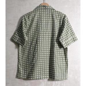 Women Green Check Short Sleeve Pajama Set Turn-Down Collar Button Fly Cotton Sleepwear Casual Spring - Product Image 3