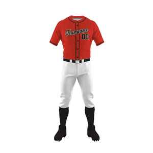 Custom Red Baseball Uniform Men's Short Sleeve Jersey White <b>Pants</b> Breathable Polyester Teamname 00 Print All Seasons - Product Image 1