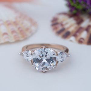 Brilliant Round Cut Champagne Moissanite Three Stone Prong Setting 925 <b>Sterling</b> <b>Silver</b> for Certified Elegant Bridal <b>Ring</b> - Product Image 1