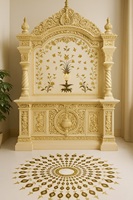 Magnifique Armoire de Prière Sud-Indienne de Grande Taille, Meuble de Temple Traditionnel pour la Maison, en Bois de Teck Massif, Durable, Antique, Personnalisable