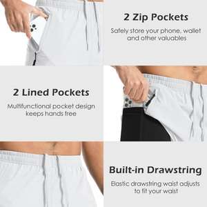 High Quality Men <b>Athletics</b> 100% Cotton Polyester Workout Casual Running Shorts With Pockets Adjustable Joggers Shorts For Men - Product Image 4