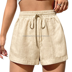 Short femme chic en lin confortable et élégant bas quantité minimale de commande OEM & ODM - Product Image 2