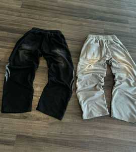 Pantalon de survêtement vintage personnalisé pour homme en molleton bouclette 100 % coton, taille élastique, coupe évasée, imprimé sérigraphié effet vieilli, effet pierre, pour l'hiver - Product Image 2