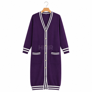 Pull en tricot jacquard acrylique HMR Sisterhood Sorority avec logo, manches longues, patch brodé, uniforme, cardigan de style universitaire - Product Image 5