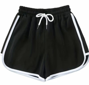 Shorts de Punto Negros para Mujer con Franja Lateral Blanca, Cintura con Cordón Ajustable, Estilo Casual, Diseño Transpirable, Nuevo Modelo 2026 - Product Image 2