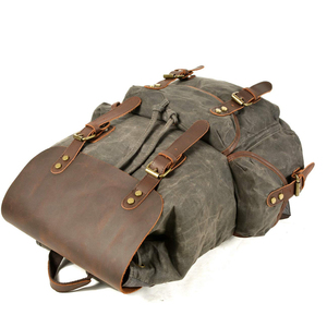 Meilleures ventes : Sacs à dos en cuir grande capacité pour l'université et l'école, sacs à dos en cuir véritable avec plusieurs poches latérales et frontales - Product Image 4