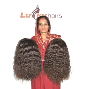 Perruque en cheveux indiens Remy vierges bouclés profonds, texture dense, ligne de cheveux réaliste, double trame machine, bonnet en dentelle léger, élégante pour femme - Product Image 1