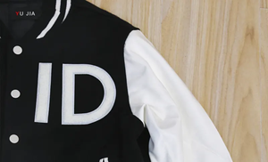 Black white varsity jacket Letter print turn-down collar Regular fit autumn jacket Men's casual varsity wear - Product Image 4