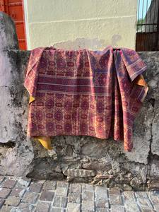 Cotton Kantha Vintage Block Printed Reversible Quilt Handmade Indian <b>Bedspread</b> with Traditional Floral Design - Product Image 5
