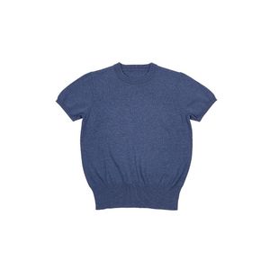 Jersey de cuello redondo de moda para mujer hecho a medida, manga corta ajustada regular, tejido de punto fino, estilo chino para otoño - Product Image 1