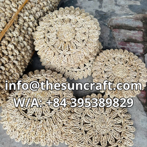 Thick Seagrass <b>Table</b> <b>Mats</b> <b>Round</b> Woven Straw Placemats Heat Insulated Natural Wicker Chargers for Surface Guard - Product Image 5