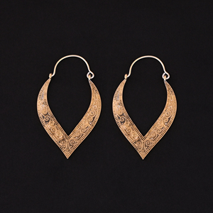 Boucles d'oreilles créoles bohèmes en laiton plaqué or pour femmes 57x35MM - Product Image 1