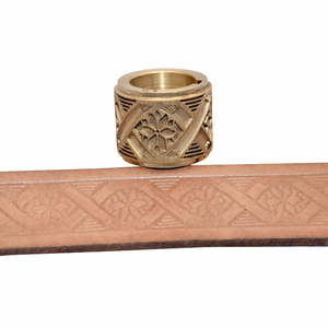 <b>Leather</b> Embossing Roller for Belts Wallets & Straps | Solid Brass Floral Geometric Pattern Wheel Professional Leathercraft <b>Tool</b> - Product Image 1