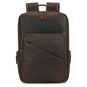 Genuine Leather <b>Laptop</b> <b>Backpack</b> Classic Geometric Design Durable Softback Unisex 20-39L Zipper Closure - Product Image 1