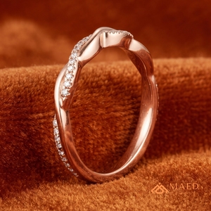 Conjunto de Anillos de Boda de Moissanita Radiante, Tono Oro Rosa, Anillos de Compromiso para Novia, Vástago Trenzado, Gema Redonda, Regalo de Aniversario - Product Image 2
