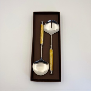 ชุดช้อนเสิร์ฟโลหะสแตนเลสพร้อมด้ามจับเรซิ่น ชุดอุปกรณ์เสิร์ฟสลัดโลหะคุณภาพพรีเมียม ขายดี - Product Image 5