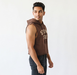 Crop Sleeveless Hoodie <b>Top</b> <b>Men</b> Loose Fit Print Breathable Winter Cropped Hoodies <b>Top</b> Casual Sleeveless Workout Crop Hoodies <b>Men</b> - Product Image 4