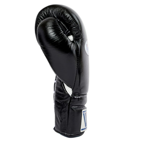 ถุงมือชกมวย Pro Winning ขนาด 14oz 16oz สีดำ ปรับแต่งได้ ถุงมือฝึกซ้อมคิกบ็อกซิ่ง แบบผูกเชือกและสายรัดแบบ Hook & Loop หนังแท้ - Product Image 5