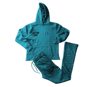 Ensemble de survêtement décontracté en molleton vert à capuche pour homme, coupe classique, idéal pour l'automne, avec logo personnalisé imprimé - Product Image 6