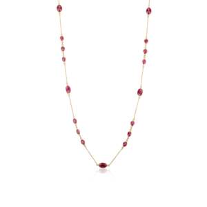 18K Yellow Gold Ruby Station <b>Beaded</b> <b>Necklace</b> - Product Image 3