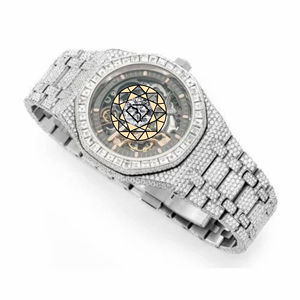 Montre mécanique octogonale de luxe pour homme, bracelet en acier inoxydable avec diamants, cadran analogique, verre saphir, fermoir déployant, 40 mm - Product Image 4