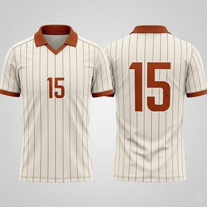 Maillot de football rétro pour homme sans marque, personnalisable avec numéro, col en V, à rayures fines, anti-bactérien 100% coton, vente en gros - Product Image 2