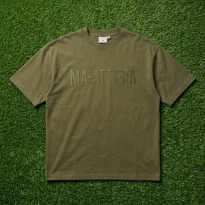 Men's T Shirt Olive <b>Green</b> Tonal Raised Text Design Crew Neck Short Sleeve Oversized Fit Casual Streetwear <b>Tshirt</b> - Product Image 5