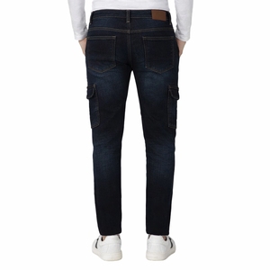 Pantalones Cargo de Mezclilla para Hombre, Corte Slim Fit, Lavado Oscuro, con Bolsillos Laterales, Estilo Casual, Tela de Algodón de Peso Medio, Jeans para Otoño - Product Image 2