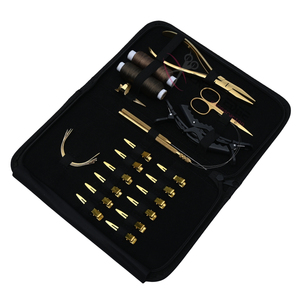 All in One Gold Hair <b>Extension</b> Tool Set with 7 Inch Flat <b>Beads</b> Crimping Plier Wig Threads Mini Scissor & C-Shape Curved Needles - Product Image 1